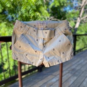J. Crew Chino Shorts, Size 2, Yellow w/ Anchors